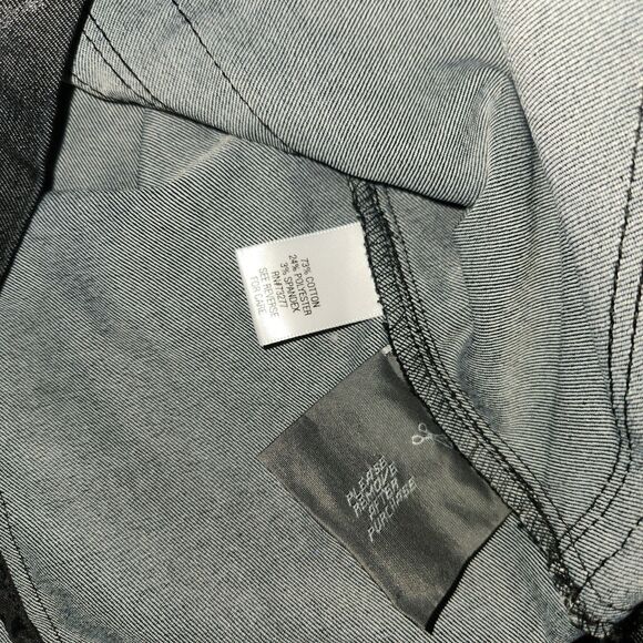 Dana Buchman Blk Denim Jacket Exotic Metallic Animal Print O-Neck Womens Sz 14 - Picture 4 of 8